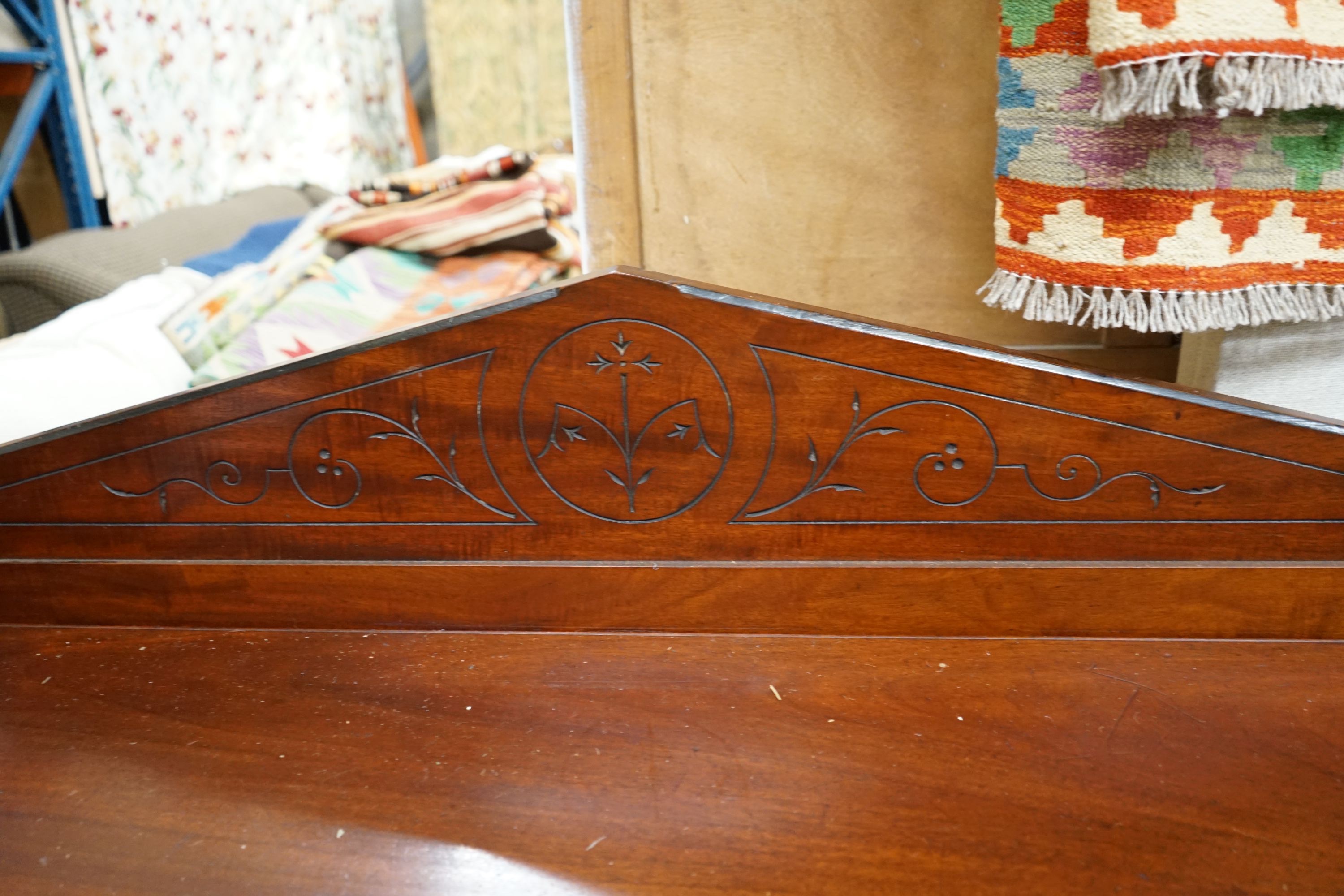 A Victorian mahogany hall table, width 144cm, depth 37cm, height 107cm